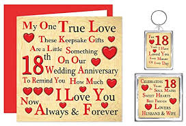 The 18th anniversary is traditionally porcelain, giving you a plethora of anniversary gifts to choose from. Our 18th Wedding Anniversary Gift Set Card Keyring Fridge Magnet Present A Little Something For Husband Or Wife One True Love Porcelain Anniversary 18 Years Buy Online