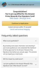 The amazon prime rewards visa card is a solid choice for earning cash back. Amazon Prime Sig Prequalified Offers Myfico Forums 6331691