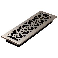 Decor Grates 4 In X 14 In Steel Floor Register In Brushed Nickel Sph414 Nkl The Home Depot Floor Registers Steel Plate Scroll Design