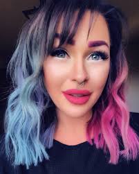 Split Dyed Hair Black And Blue Jessicapowerspaints Pulpriothair Pink Hair Blue Hair Split Dye Long Bob Lob Fashion Color Dark Hair Makeup Eyebr Split Hair Blue And Pink Hair Split Dyed Hair