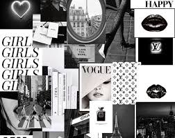 Black and white aesthetic background collage. Pink Glow Collage Kit Etsy Wall Collage Black And White Aesthetic Aesthetic Desktop Wallpaper