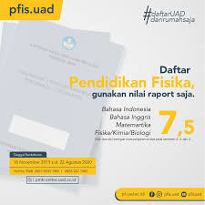 Pilih menu pmb dan klik ujian online 7. Daftar Pfis Uad Cukup Dengan Nilai Rapor Dan Prestasi Sso Program Studi Pendidikan Fisika