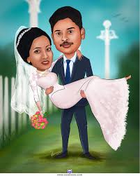 Christian Wedding Caricature Custom Caricatures Illustration From Photos Save The Date Indian Carica Christian Wedding Cards Christian Wedding Wedding Cards