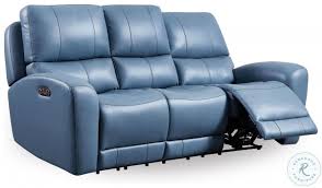 Find the reclining sofa of your dreams right now! Cambria Blue Bel Air Dual Power Reclining Sofa From Leather Italia Coleman Furniture