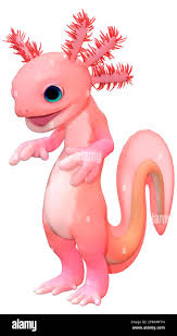 3D rendering of a cute pink toon axolotl isolated on white background Stock  Photo - Alamy