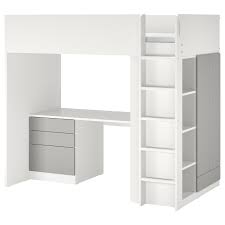 Vendo letto matrimoniale a soppalco ikea in legno pictures. Smastad Letto A Soppalco Bianco Grigio Con Scrivania Con 4 Cassetti Ikea It