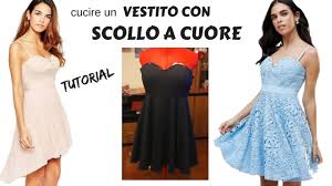 Vestito corto al ginocchio con spallina decorata. Cucire Un Vestito Con Scollo A Cuore Su Misura Youtube