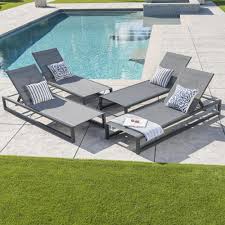 Noble House Javier Black Adjustable 4 Piece Metal Outdoor Chaise Lounge 67037 The Home Depot In 2020 Pool Chaise Lounge Pool Patio Furniture Outdoor Chaise