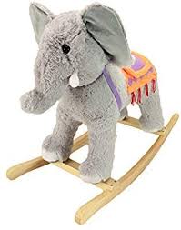 amazon com animal adventure real wood ride on plush rocker gray elephant perfect for ages 3 toys elephant rocker plush rocking horse circus elephant