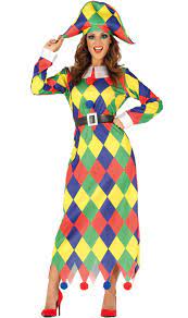 Déguisement arlequin femme halloween : Deguisement Arlequin Multicolore Pour Adulte