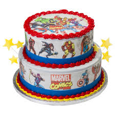 Bake a flat top cake ready for icing and decorating. Marvel Comics Action Cake Design Decopac