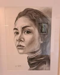 It was great attending an art exhibit Celia was part of at the Mall  Galleries in central London. Her piece contrasted with most of the other  art, having such classical roots. so