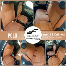 Volkswagen Polo In Branded Nappa Series From Autoform India Seat Covers In Tan Black Colour For This Variant Looks Magn Volkswagen Polo Brand Store Ludhiana