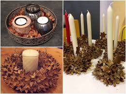 Basteln Mit Bucheckern Kerzen Stabkerzen Windlicht Tablett Weihnachtsdekoration Basteln Ideen