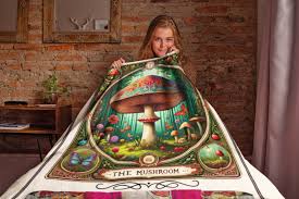Tarot Mushroom Blanket, Cottagecor Cozy Throw, Astrologty Mushroom Bedding,  Zodiac Mushroom Home Decor, Fairycore Gift Adults and Kids