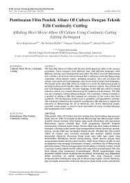 Pdf Pembuatan Film Pendek Allure Of Culture Dengan Teknik Edit Continuity Cutting