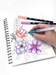 Lukas watercolors crimson, violet, olive green. Create Watercolor Flowers Using Markers Brown Paper Bunny Studio Brush Pen Art Pen Art Drawings Watercolor Brush Pen