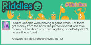So our team at riddles and answers has compiled some of the best word puzzles about money that we can find, and placed. Fake Money Riddles Com