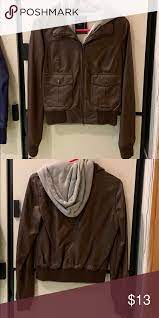 Brown Obey Jacket Leather Jacket Hoodie Jackets Grey Hoodie