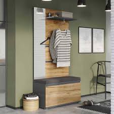 May 12, 2021 · garderoben modern design / dieses garderoben set bringt ordnung und stauraum in den. Komplett Garderobe Sibenica In Wildeichefarben Und Anthrazit Modern