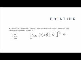 Cfa Tutorial Portfolio Management Calculation Of Geometric Mean Return For The Fund S Share Youtube