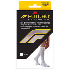 Futuro Anti Embolism Moderate Compression Knee Length Closed Toe Stockings White White