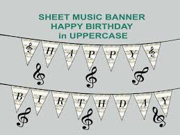 Happy Birthday Banner Uppercase Printable Download Music Notes Happy Birthday Banners Music Note Birthday Birthday Banner