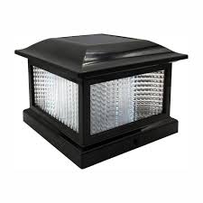 Hampton Bay 5 5 In X 5 5 In Outdoor Black Solar Integrated Led Plastic Post Cap Light With 3 5 In X 3 5 In Adaptor 2 Pack 2211 F40b The Home Depot
