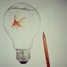 Fish In Light Bulb Drawing Fleur De Vree Light Bulb Drawing Drawings Light Art