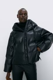 Blusao Com Efeito De Pele Jaquetas Mulher Zara Portugal Veste Cuir