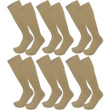 Fitdio Unisex 10 15mmhg Knee High 6 Pair Beige Graduated Compression Socks Lxl