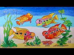 Cara Menggambar Ikan Louhan Dan Tanaman Air Dengan Crayon Oil Pastel Gambar Cara Menggambar Tanaman Air