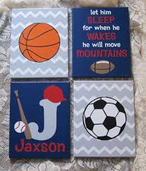 Hand Painted Nursery Canvas Set Custom Boy Sports Theme Sports Nursery Theme Baby Boy Nursery Sports Baby Boy Room Nursery
