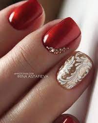 This mani shows a stunning way to wear that color combo. 50 Luminous Red And Gold Nail Designs Be Modish