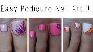 A few select nails are painted with silver glitter to add shine, and the others are kept neutral with a pearl white color. Easy Pedicure Nail Art Three Cute Designs Youtube
