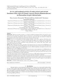 Home / fitoterapia / tesla sas / armonic 9 clematis 70g. Pdf In Vivo Anti Malarial Activity Of Crude Extract And Solvent Fractions Of The Roots Of Clematis Simensis Fresen Ranunculaceae In Plasmodium Berghei Infected Mice