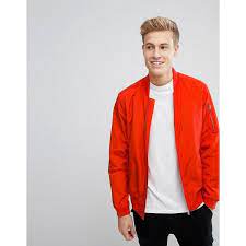 Jack Jones Core Bomber Jacket 49 Liked On Polyvore Featuring Men S Fashion Men S Clothing Men S Outerwear Men Red Bomber Jacket Clothes Bomber Jacket