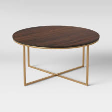 Dale Round Wood Coffee Table With Brass Base Coffee Brown Project 62 Coffee Table Wood Round Wood Coffee Table Coffee Table
