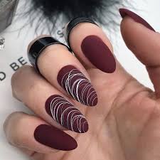 30 matte coffin nails ideas: Coffin Fall Nail Designs Nail Art Burgundy Nails Acrylic Paint Artificial Nails Gel Nails