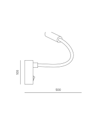Aplique de Pared Lector LED 3W FLEXOR Aromas del Campo Altura 10 x 50cm  Salida a Pared Negro Mate o Blanco Mate
