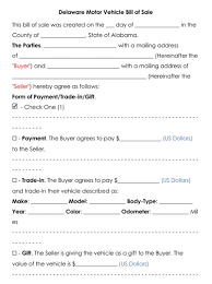 free motor vehicle bill of sale forms templates word pdf