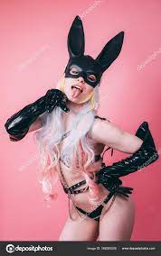 Bdsm Sexy Rabbit Woman Emotionally Posing Pink Background Bunny Ears Stock  Photo by ©dobrovizcki 368280508