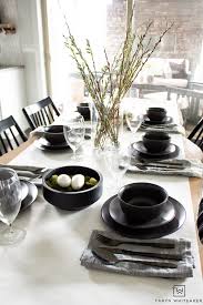 Black And White Dish Set Black And White Minimalistic Easter Table Taryn Whiteaker In 2020 Dinner Table Setting Easter Table Table Settings Everyday