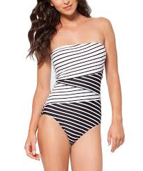 Black And White Striped One Piece Bathing Suit Black White Diagonal Stripe One Piece One Piece Bandeau One Piece Swimsuit Striped One Piece