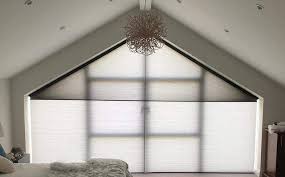 Hanging the blinds on the inside gives your window a slimmer look. Gable Blinds For Large Apex Windows