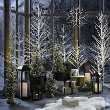 Led Birch Trees Crate And Barrel Church Christmas Decorations Birch Tree Decor Christmas Window Display