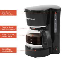 10 cup glass coffee carafe; Elite Cuisine Ehc 5055 5 Cup Coffeemaker With Pause Serve Walmart Com Walmart Com