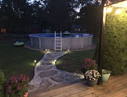 Bordered Rock Layout Backyard Pool Landscaping Above Ground Pool Landscaping Swimming Pool Landscaping