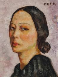 My tiny piece for the show! I love fun colors and shimmer! Oil paint and  loose pigment. I chose Estella Solomon's a prominent artist originally from  Dublin. This is based off her