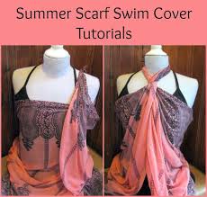 Different Ways To Wear A Scarf In The Summer Scarf Tying One Shoulder Swim Cover Up Schal Binden Schal Binden Tutorial Schal Knoten
